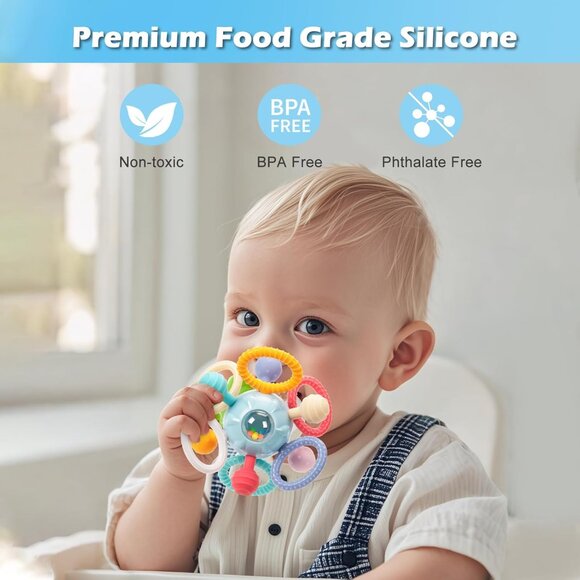 Montessori Teething Toys for Babies 0-6 6-12 Months, Baby Teether Sensory Toys - Picture 7 of 7